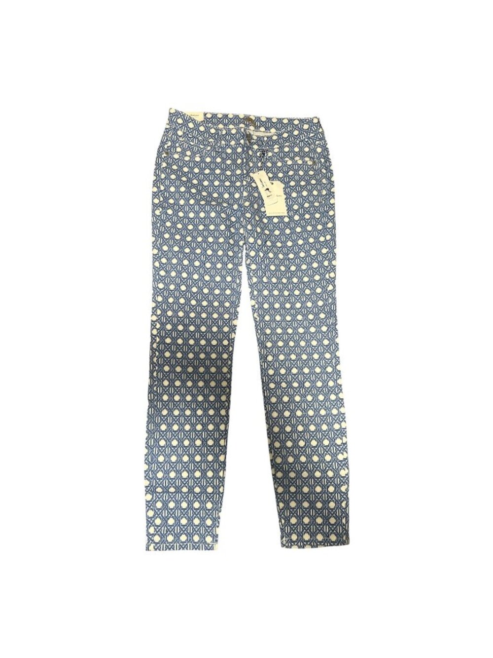 Womens Geometric Pants 27 Waist Tommy Bahama Skinny Ankle Blue Straight Leg NEW